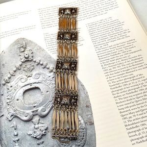 Vintage Silver Mexico Panel Bracelet 7.5”